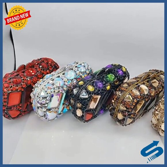 Rhinestone Crystal Evening Clutch Purse Formal Sparkly Handbag Prom